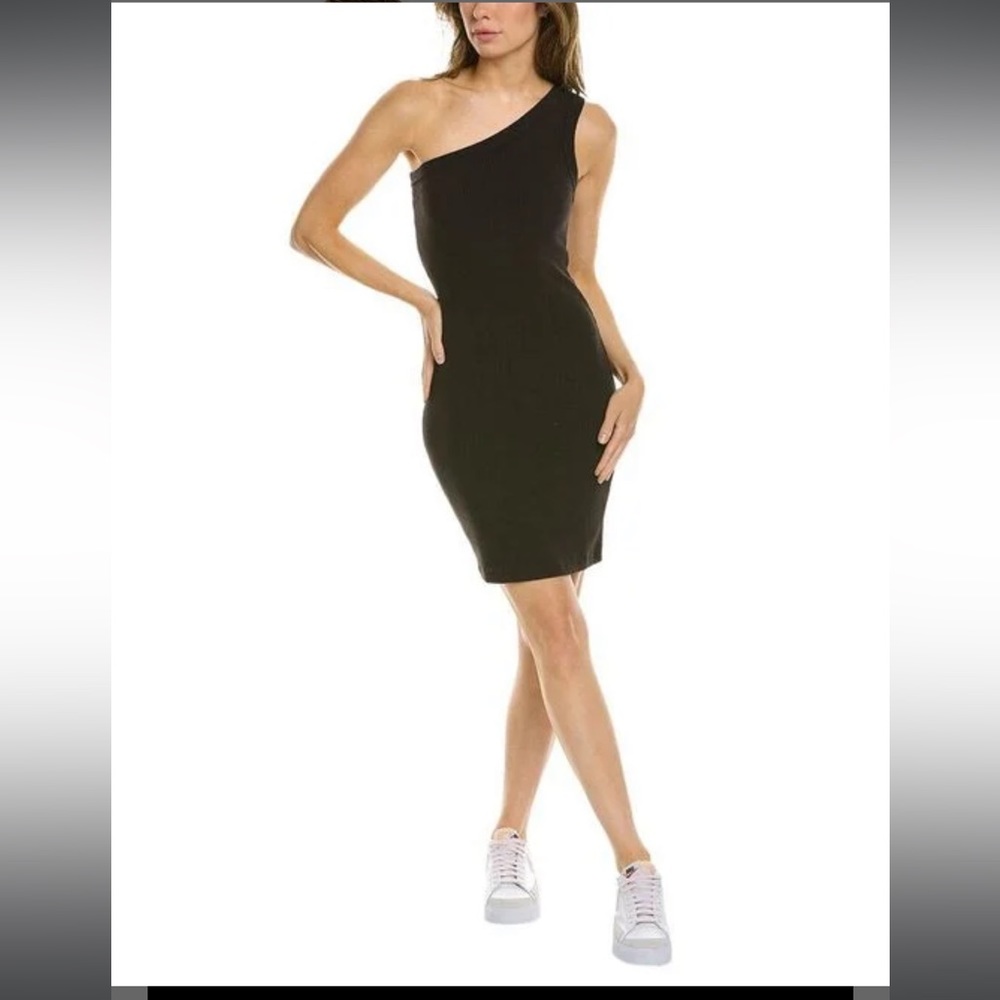 Project Social T Black Rosalia One Shoulder Rib Mini Dress